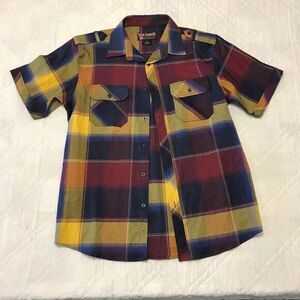 BLAC LACQUE Plaid 2 Pocket Button up Shirt‎ L Short Sleeve